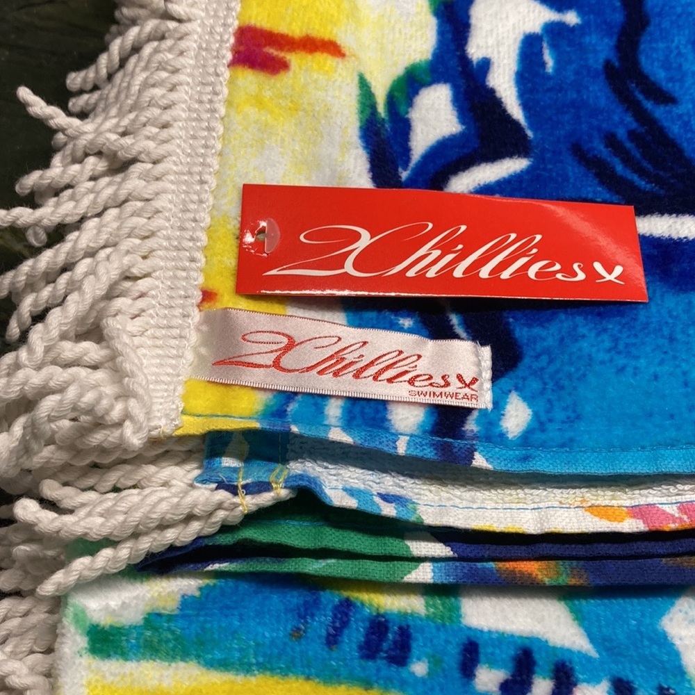 2Chillies Cotton Beach Towel Hawaiian Floral Kids Size Fringed New - Picture 14 of 15